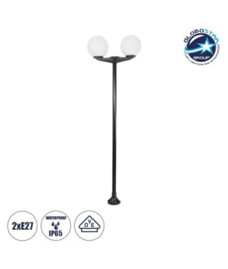 GLOBOSTAR® AGROS 61598 Φωτιστικό Κολωνάκι Κήπου με Ντουί 2 x E27 AC 220-240V Αδιάβροχο IP65 - Λευκό & Μάυρο - Μ75 x Π30 x Υ240cm